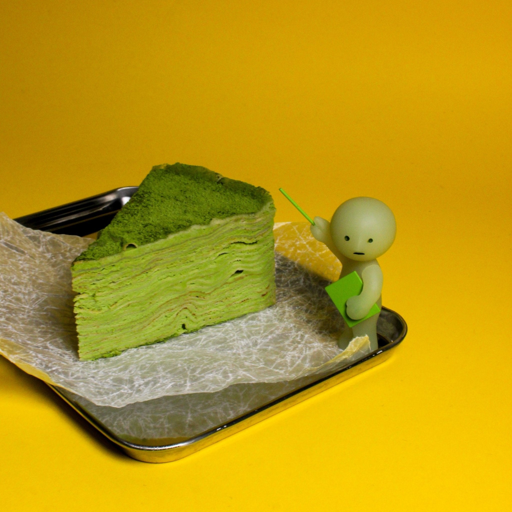 Rebanada de Matcha mille crêpes - Tetesito De Limón